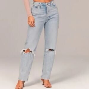 Abercrombie & Fitch Jeans Size 30/10s The Dad High Rise Distressed Denim Jean